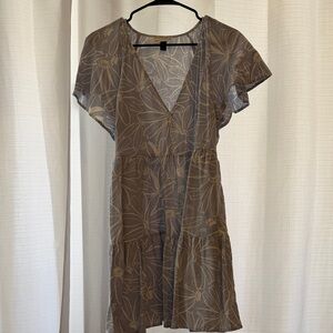 Universal Thread Floral V-Neck Mini Dress in Light Blue and White